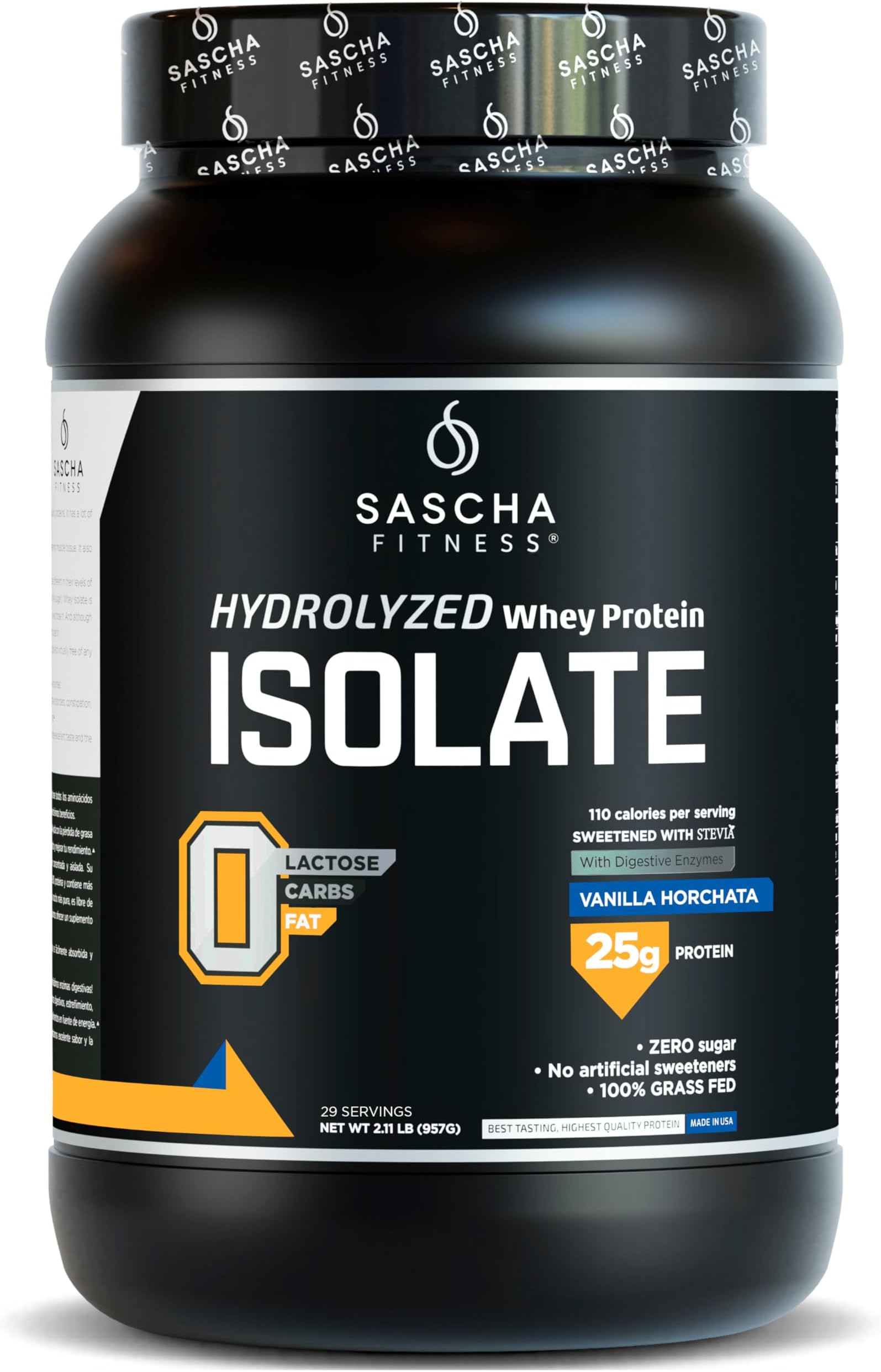 SASCHA FITNESS Hydrolyzed Whey Protein Isolate, Grass-Fed (2 Pounds, All) (Vanilla Horchata)