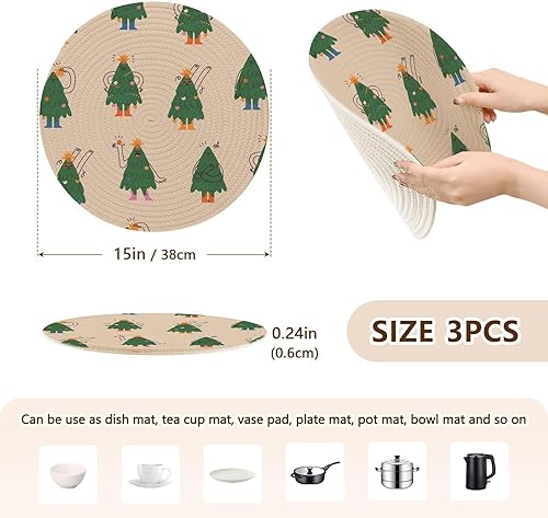 Miniatura 2 de Salvamanteles divertidos para árboles de Navidad, 3 piezas, resistentes al calor, para platos calientes, trípode para ollas instantáneas para