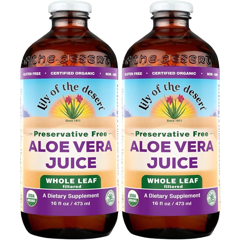 Lily Of The Desert Suplemento fitoterápico de suco de aloe vera, folha inteira filtrada, 473 mL, pacote com 2
