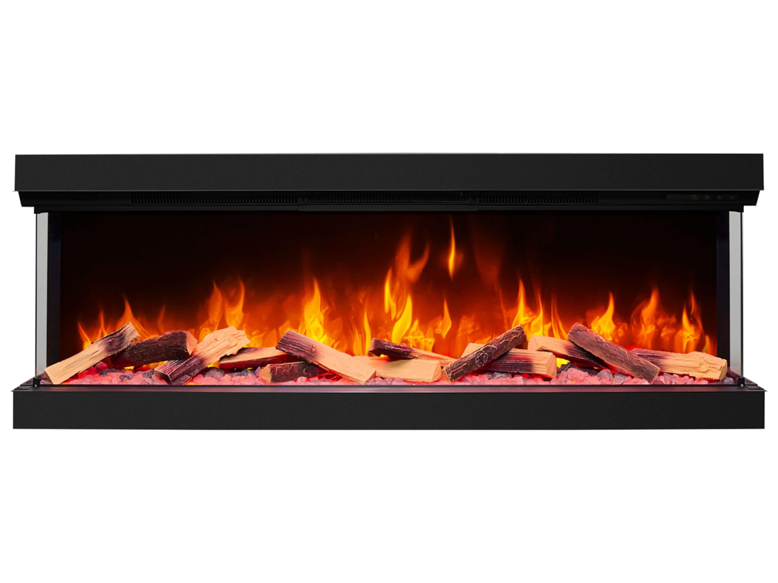 AF60TS – Insert de cheminée électrique à encastrer, 3D sur Trois côtés, Large vitre panoramique, crépitement du feu, pour encadrements de cheminée, Effets de Flammes sécurisés