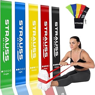 Strauss Natural Latex Resistance Loop Bands | Smell-Free & Skin Friendly | Useful for HIPS, Arms & Legs Workouts. Tear Res...