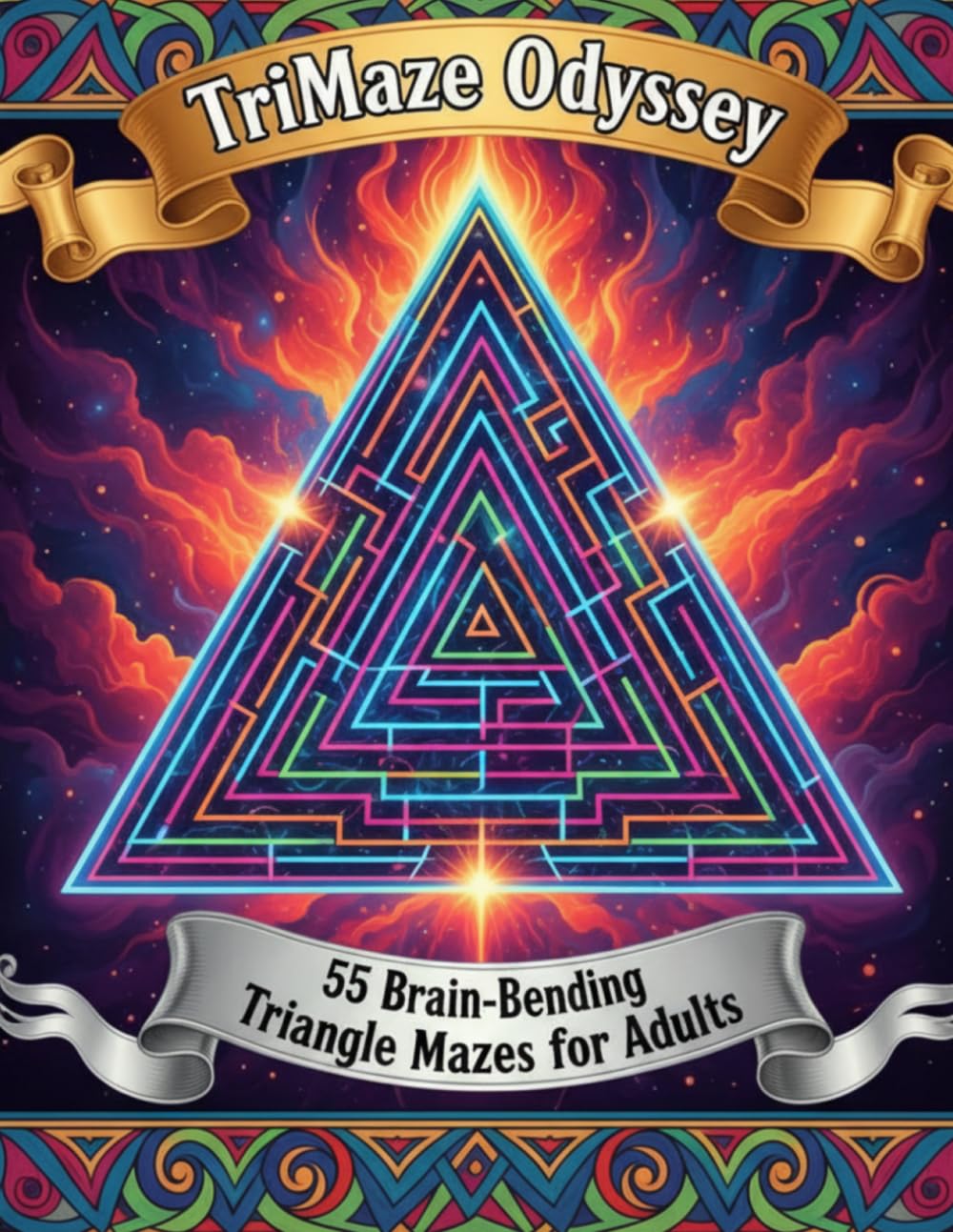 TriMaze Odyssey: A Geometric Maze Puzzle Book for Adults Featuring 55 Challenging Triangle Grid Puzzles for Brain Training and Relaxation
