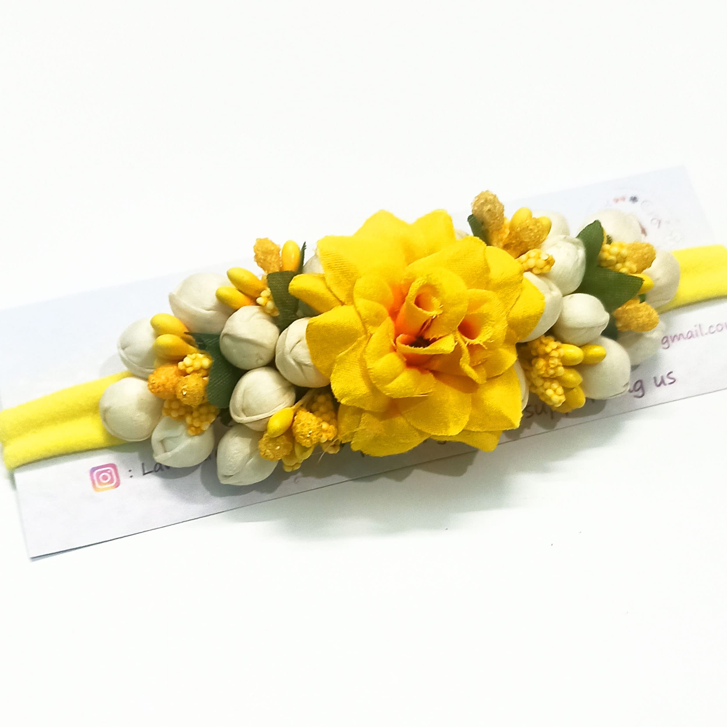 Lavitra fashion headbands flower soft nylon hairbands for baby girls and kids infants Toddlers - (Pack of One) (Yellow)