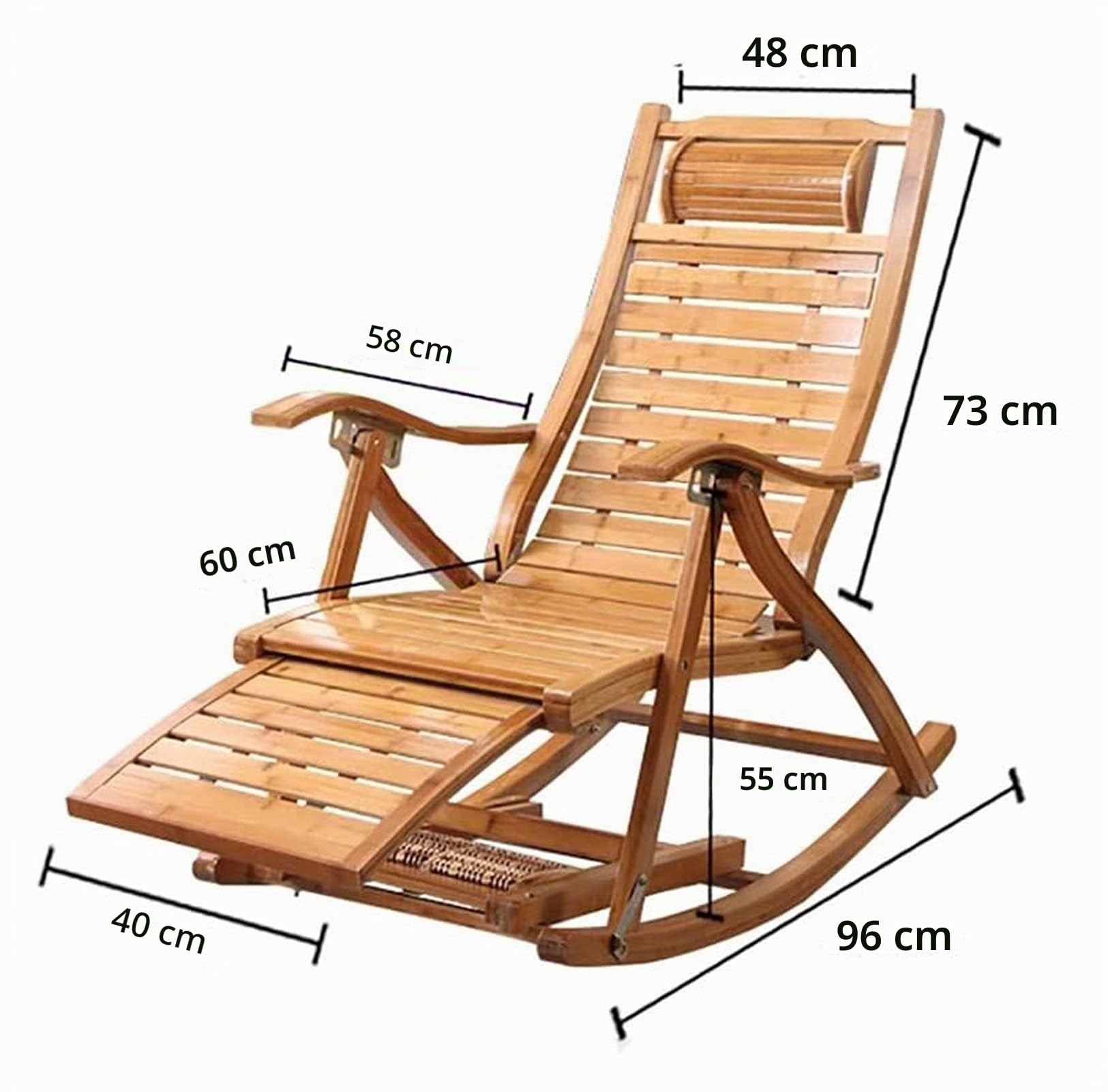 Sdraio da dondolo giardino legno,sedia a dondolo da interno/esterno,Ergonomica Reclinabile,Sedia a dondolo pieghevole esterno poltrona giardino,per patio, spiaggia, piscina (Color : White)