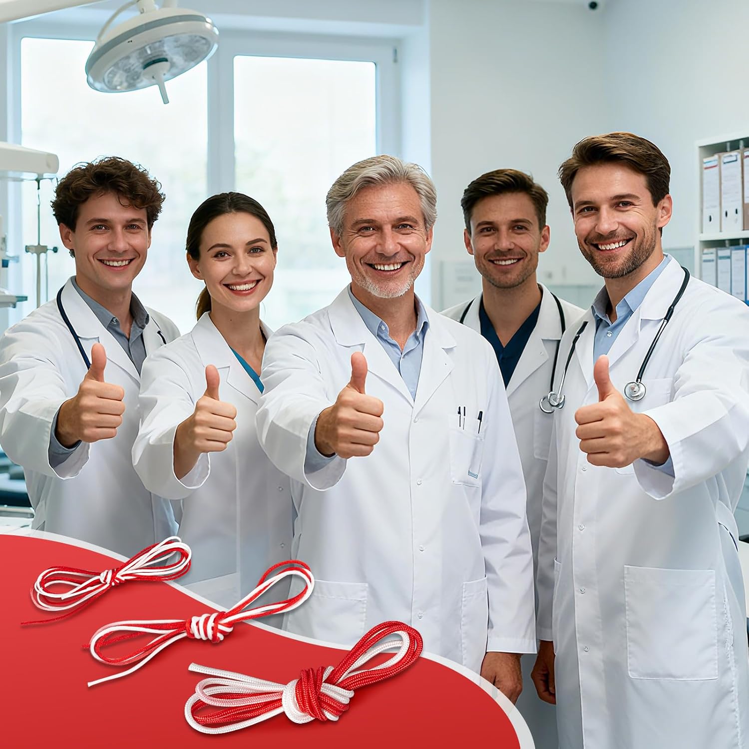 Medarchitect Surgical Knot Tying Practice Rope(6PCS), Suture Training Tool for Medical Students Learning Knot Tying,Two-Color Half Dyed Cord - Ø1mm,Ø2.5mm,Ø4mm (2 pcs Each) - Image 7