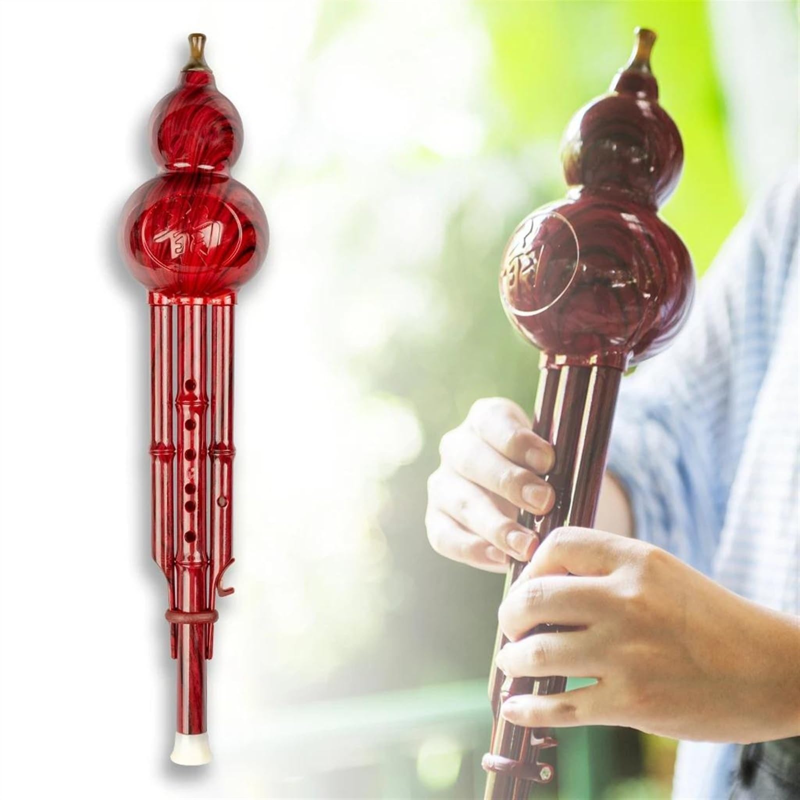 Instrumento Étnico Chino C Key Hulusi Calabaza Cucurbitáceas 2 Tonos Tubos De Resina Instrumento De Viento Con Estuche Hulusi Profesional