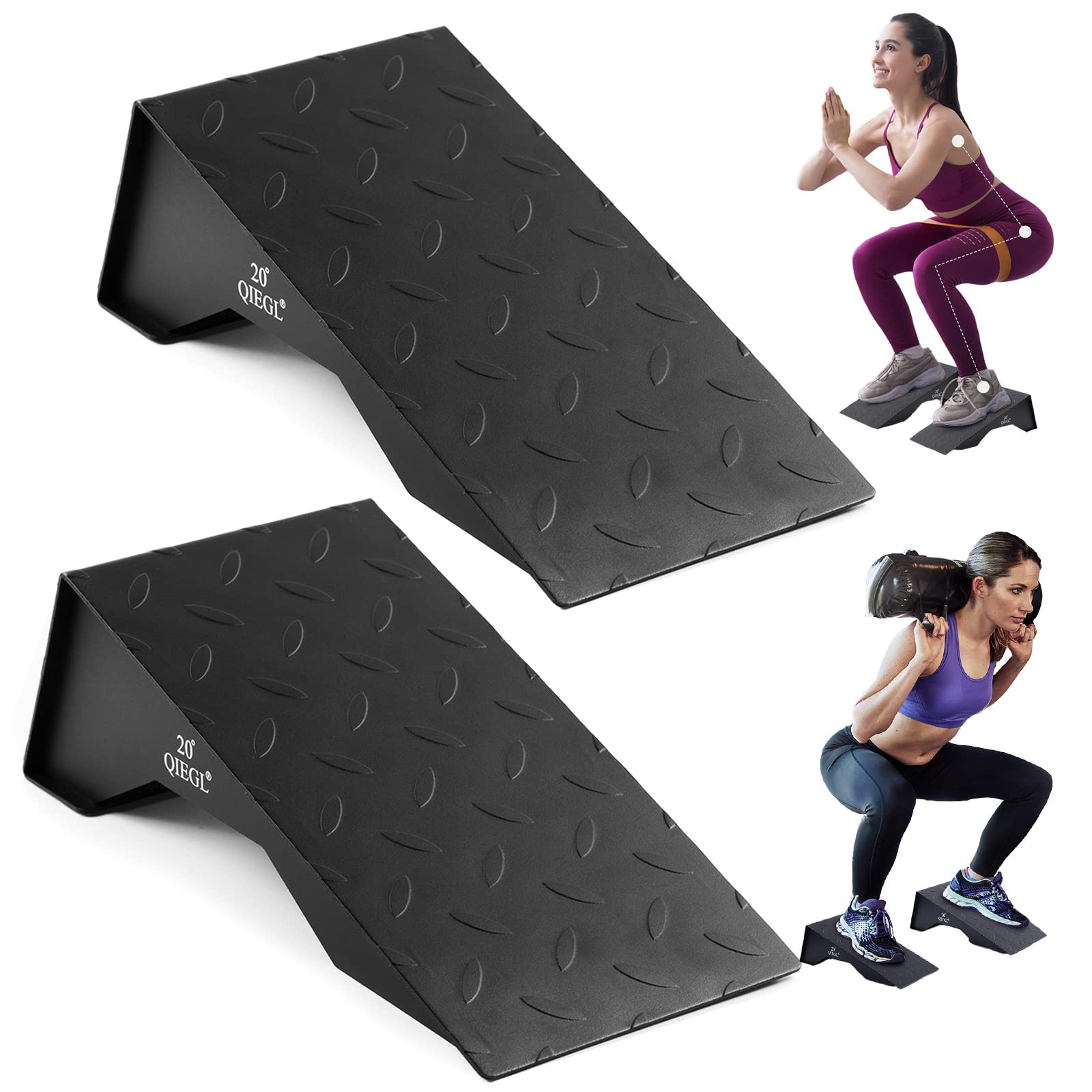 QIEGL Heavy-Duty Metal Squat Wedge, Calf & Foot Stretcher Anti-Slip Slant Board for Squats, Professional Squat Ramp for Weightlifting & Fitness Squat Platform for Heel Elevated Squats