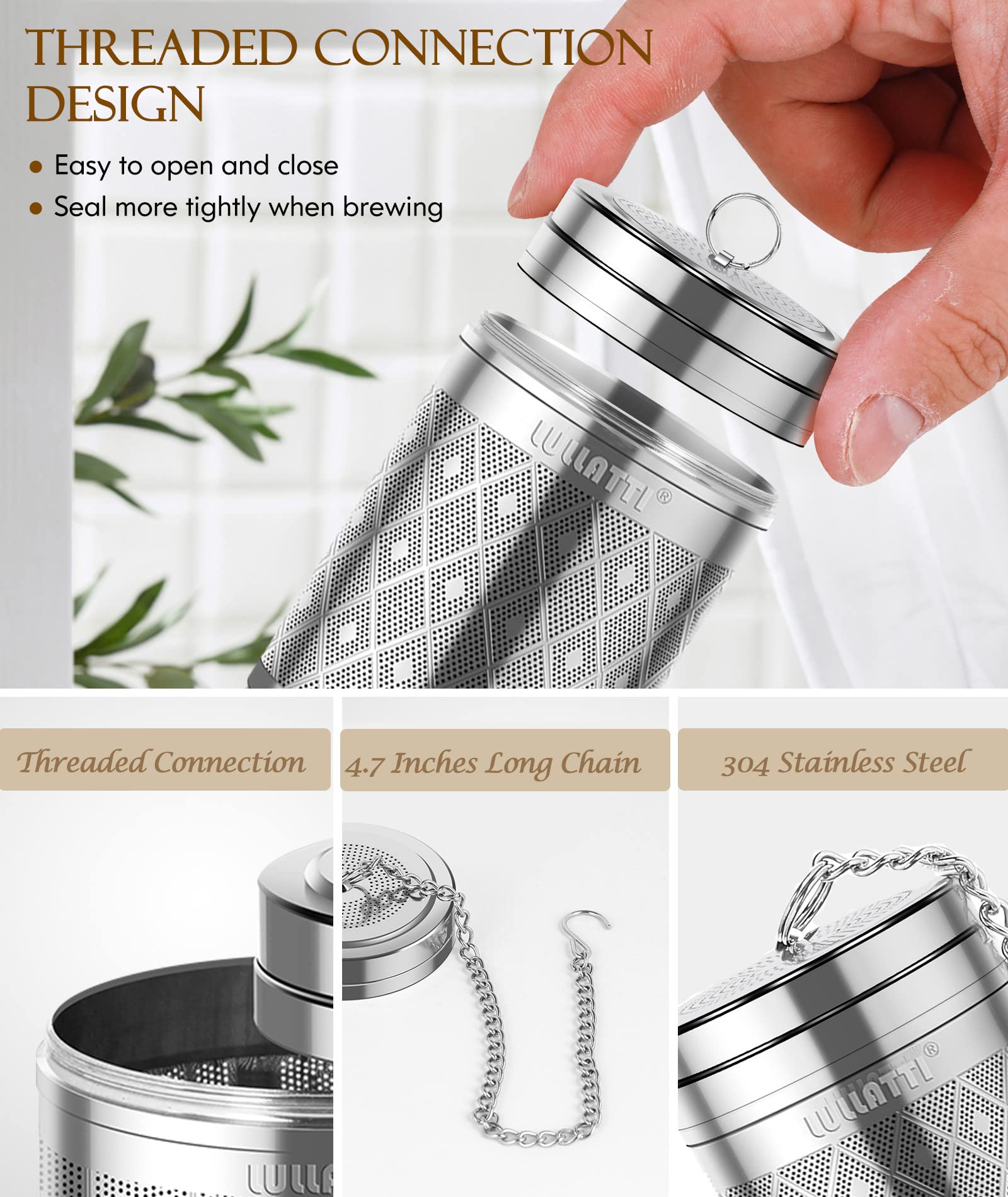 Infusores de té para té suelto, Recipiente Infusiones, Juego de Colador de Té de Acero Inoxidable 18/8, Malla Extrafina para Té de Infusión, Especias y Condimentos