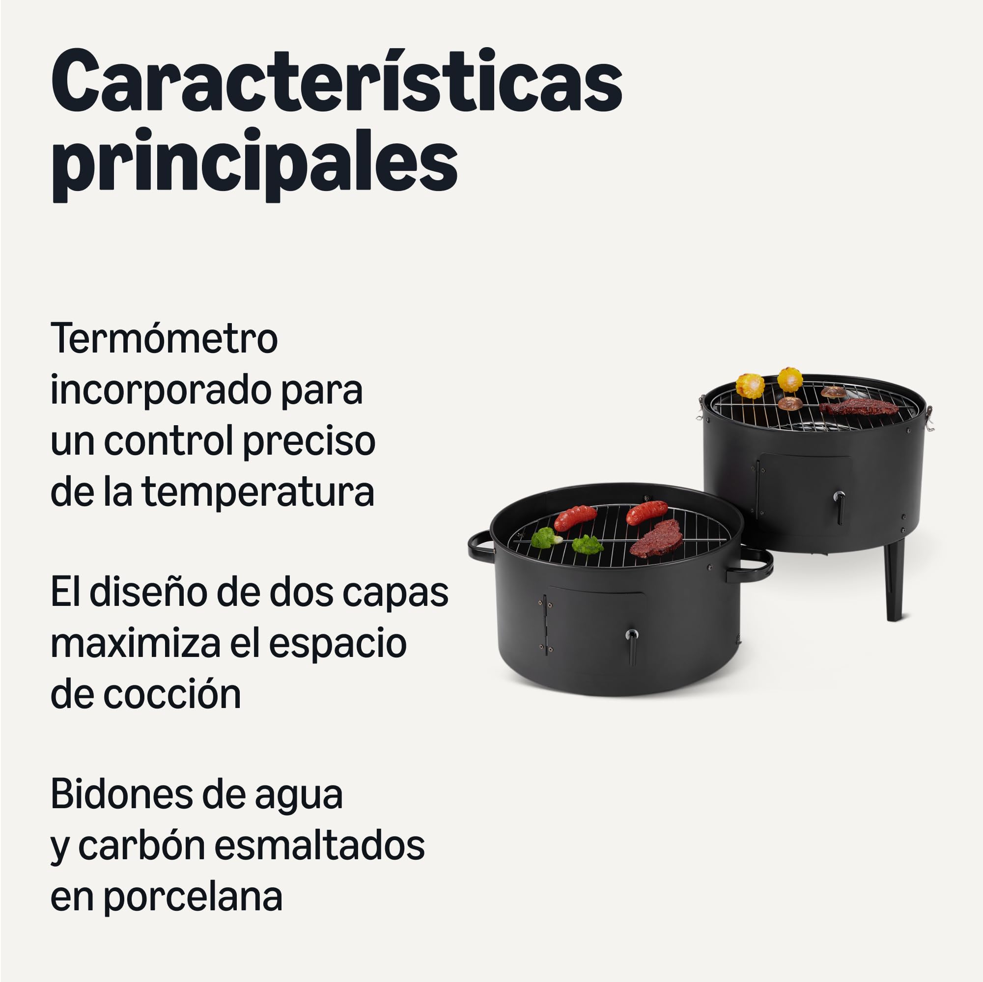 Amazon Basics - Ahumador para Exteriores, Paquete de 1, 52.3 x 42.7 x 79.2 cm, Negro