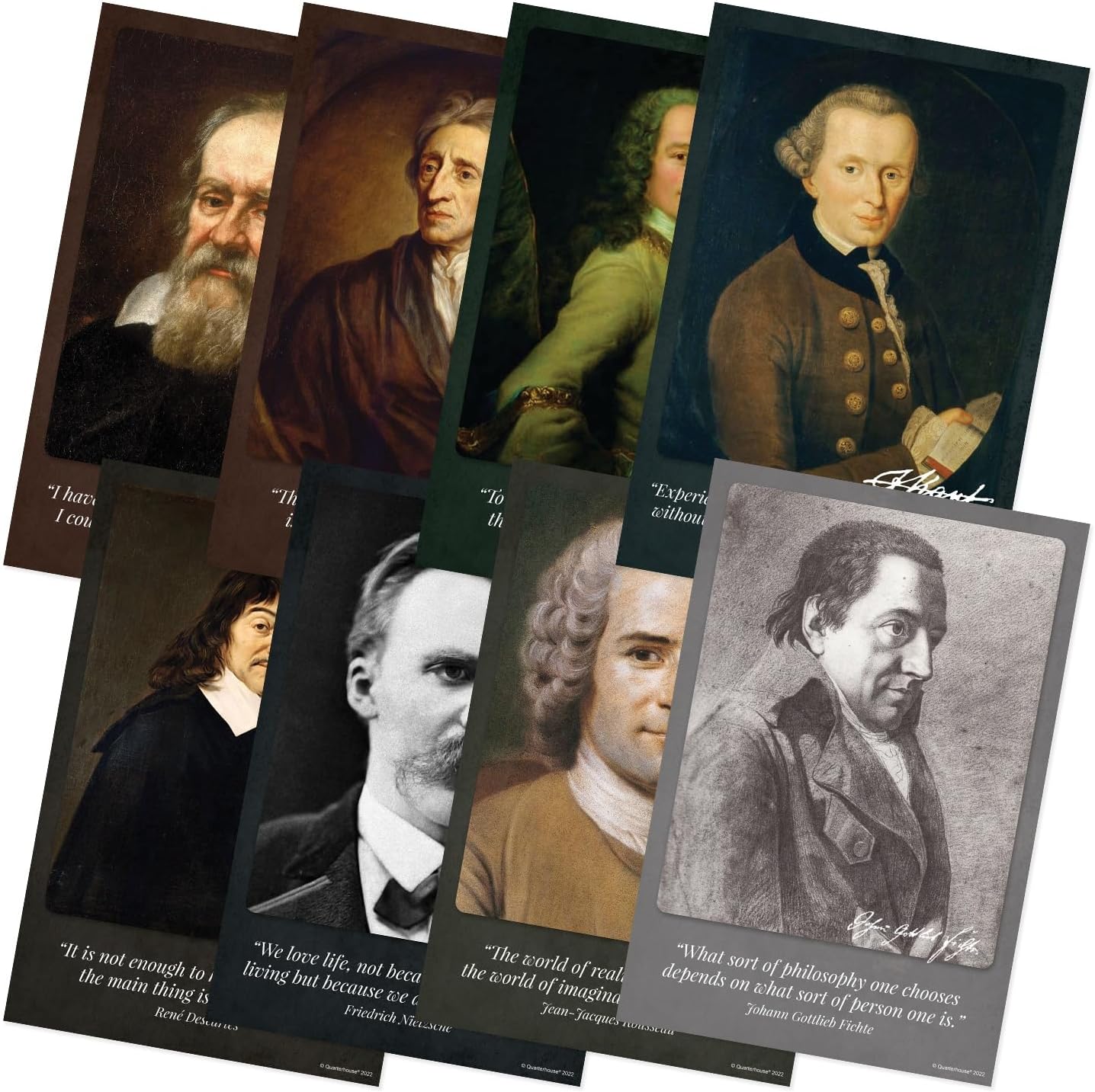 Quarterhouse 8 Poster Philosopher Quotes Set, English Classroom Learning Materials for K-12 Students and Teachers, 12 x 18 Inches, Made in USA