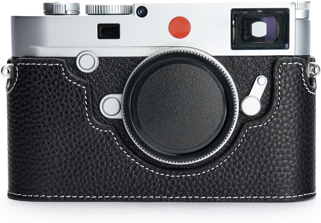 Handmade Genuine Real Leather Half Camera Case Bag Cover for Leica M10 Bottom Open Version Black Color
