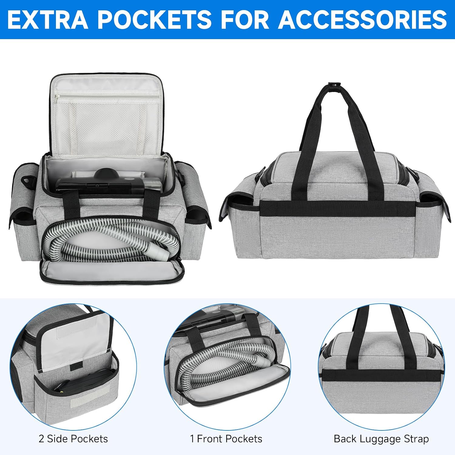 CPAP Travel Bag Compatible with ResMed AirSense 11,AirSense 10,AirSense 10 elite,AirStart 10,Philip Dreamstation,3B Medical Luna G3,XT Fit,Portable Carrying Case Fits for CPAP Machine and Accessories