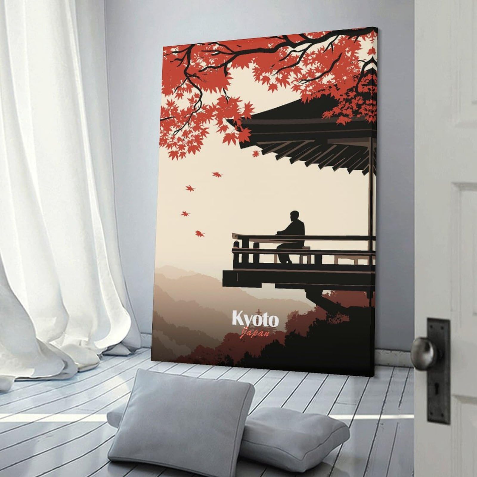 Junmoney Kyoto Japan Silhouette Wall Picture Print 24x36inch(60x90cm), for Apartment Walls, Studios Or Work Areas, A Simple Refresh for Blank Walls