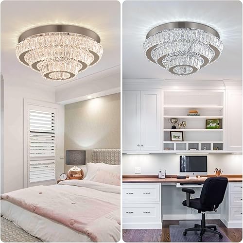 Miniatura 5 de Cainjiazh Candelabros de techo modernos de cristal para dormitorios sala de estar (luz cálida)