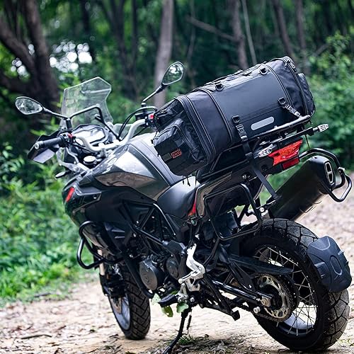 Miniatura 8 de Rhinowalk Bolsa de sillín de motocicleta, bolsa de cola de motocicleta, bolsa impermeable expandible para deportes motorizados, equipaje de viaje