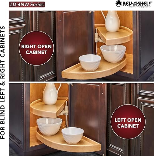 Miniatura 4 de Rev-A-Shelf 4WLS882-38-570 Estantes de media luna de 38" (965 mm) de ancho con herrajes, pivote y tobogán - Madera - Arce