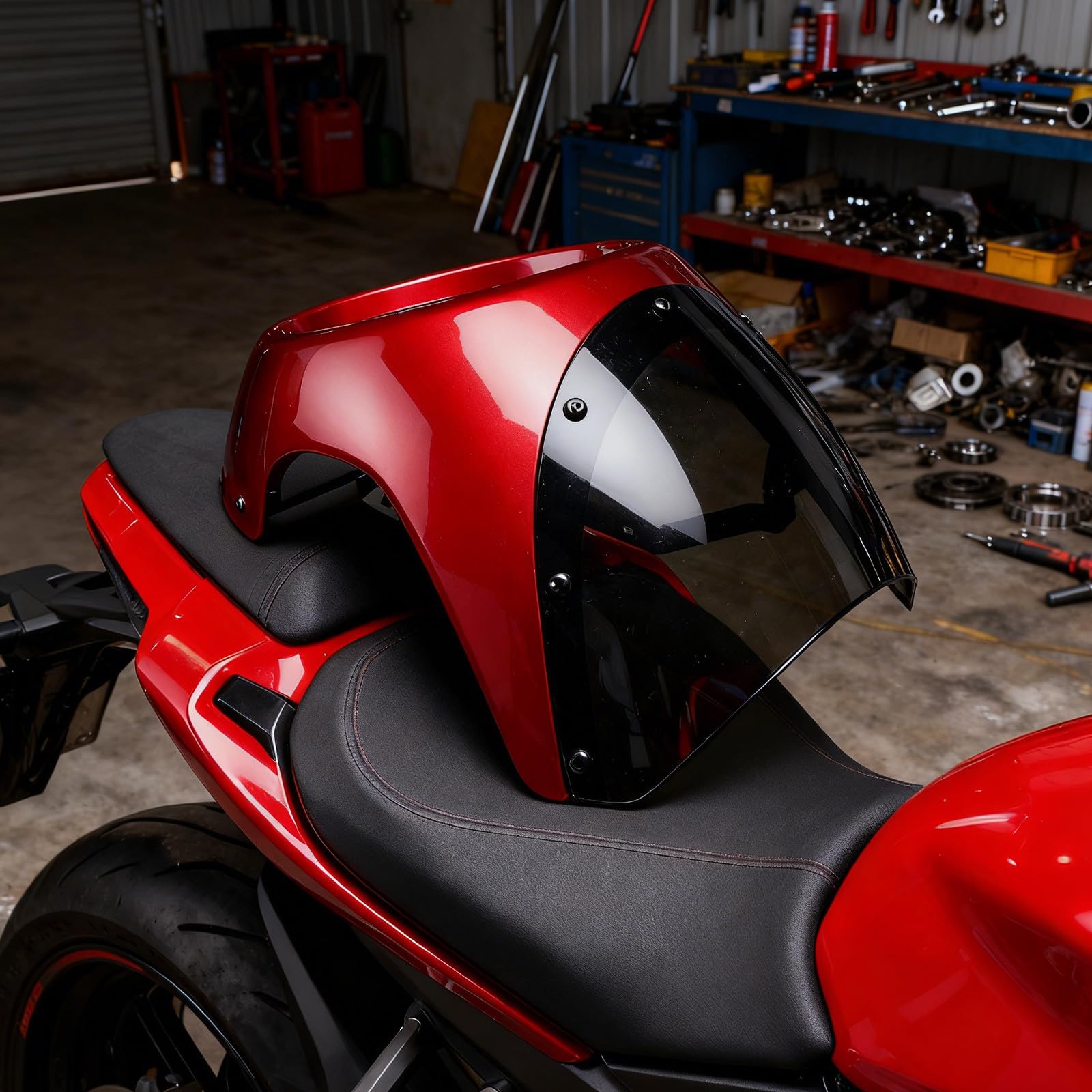 TEHAUX Deflettore Aria per Motocicletta, Parabrezza Anteriore 7 Pollici, Abs e Ferro, Alta Trasparenza, Blocca i Raggi Uv, Foro 173mm, per Veicoli a Due Ruote, Guida All'aperto e Viaggi