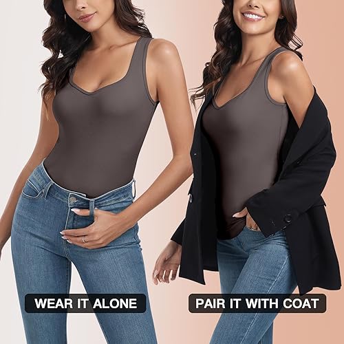 Miniatura 6 de WOWENY Camiseta sin mangas de forro polar térmico para mujer, sin mangas, cuello corazón, chaleco de invierno, ropa interior, camiseta cálida