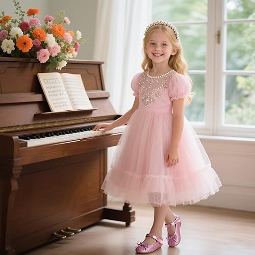 Miniatura 3 de Otter MOMO Zapatos planos de bailarina para niña, con lazo decorativo, ideales para llevar con vestido y combinan bien con flores, para escuela,