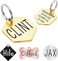 Vista 11 de Ultra Joys Etiquetas para perro personalizadas, etiquetas personalizadas grabadas en la parte delantera y trasera, acero inoxidable, hexagonal