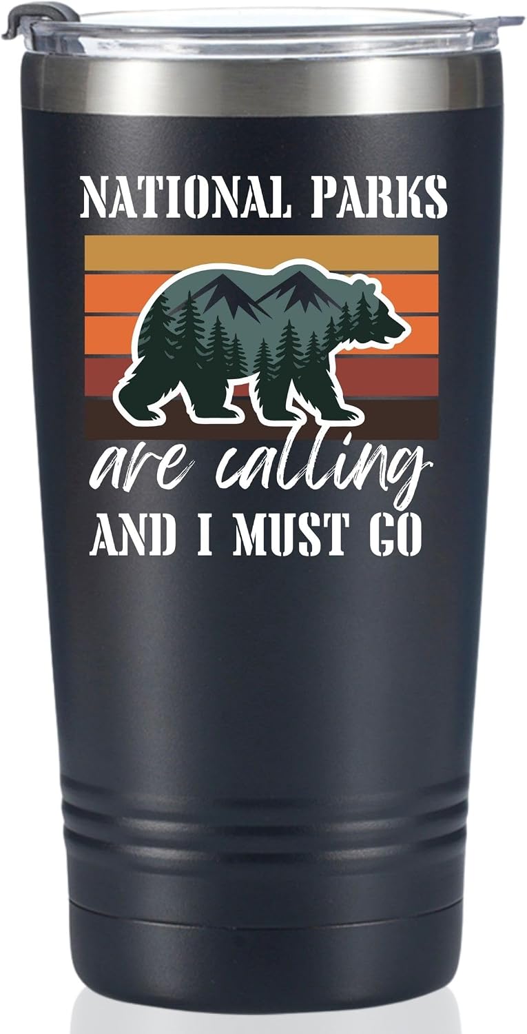 Onebttl National Parks Gifts for Men Women, Park Camping Hiking Lovers Gift, 20oz Stainless Steel Insulated Tumbler with Lid Straw for Christmas, Birthday