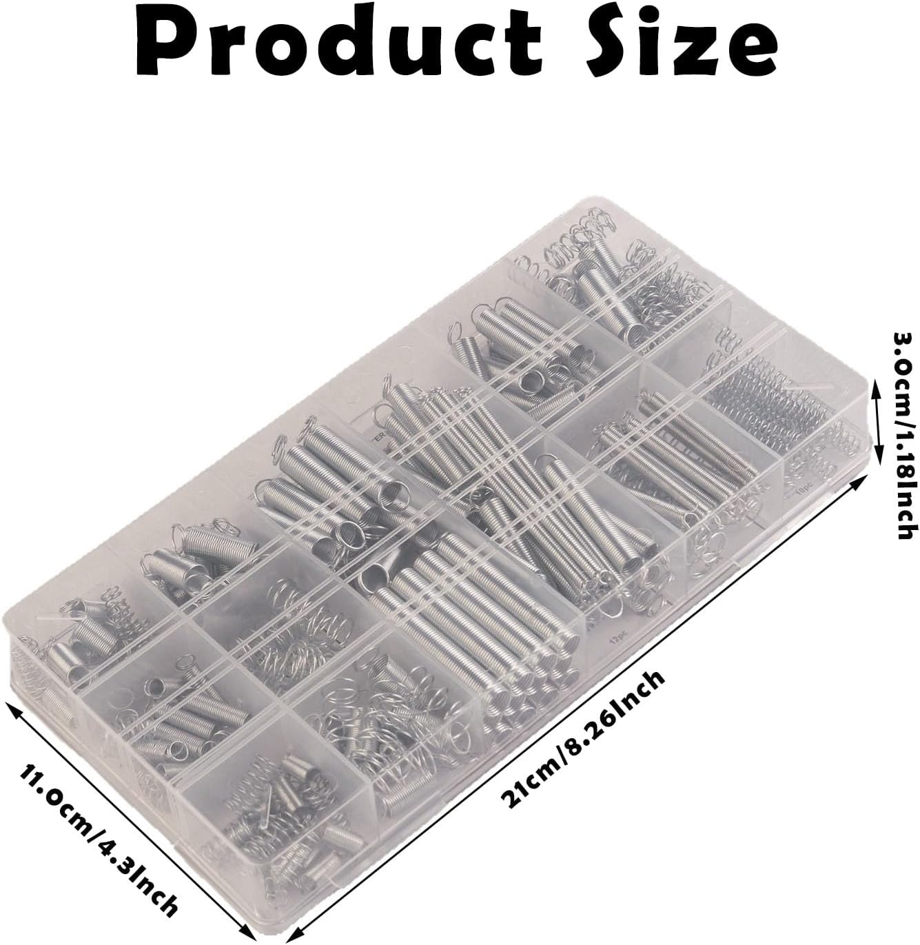Professional 200Piece Spring Assortment Kit 20 Sizes Compression & Extension Springs Set with Storage Box Industrial Strength Small Springs for Machinery, Electronics, DIY Repair (Mixed Types)