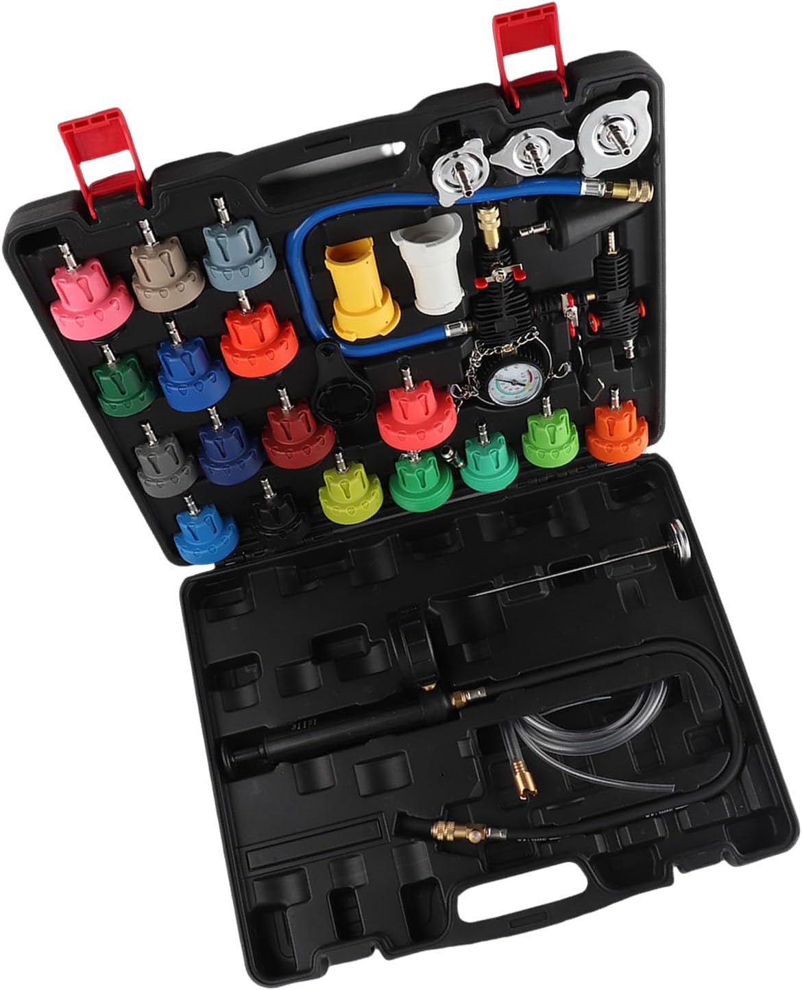 Universal Radiator Pressure Tester Kit, Multifunctional Coolant Pressure Tester and Vacuum Refill Kit, for Automotive Cooling System, Water Tank Leak Detection