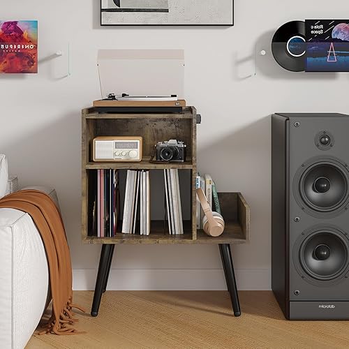 Miniatura 2 de Soporte para reproductor de discos de vinilo con salida de álbum, estante de audio, armario de almacenamiento de álbum, mesa auxiliar de sofá, mesa