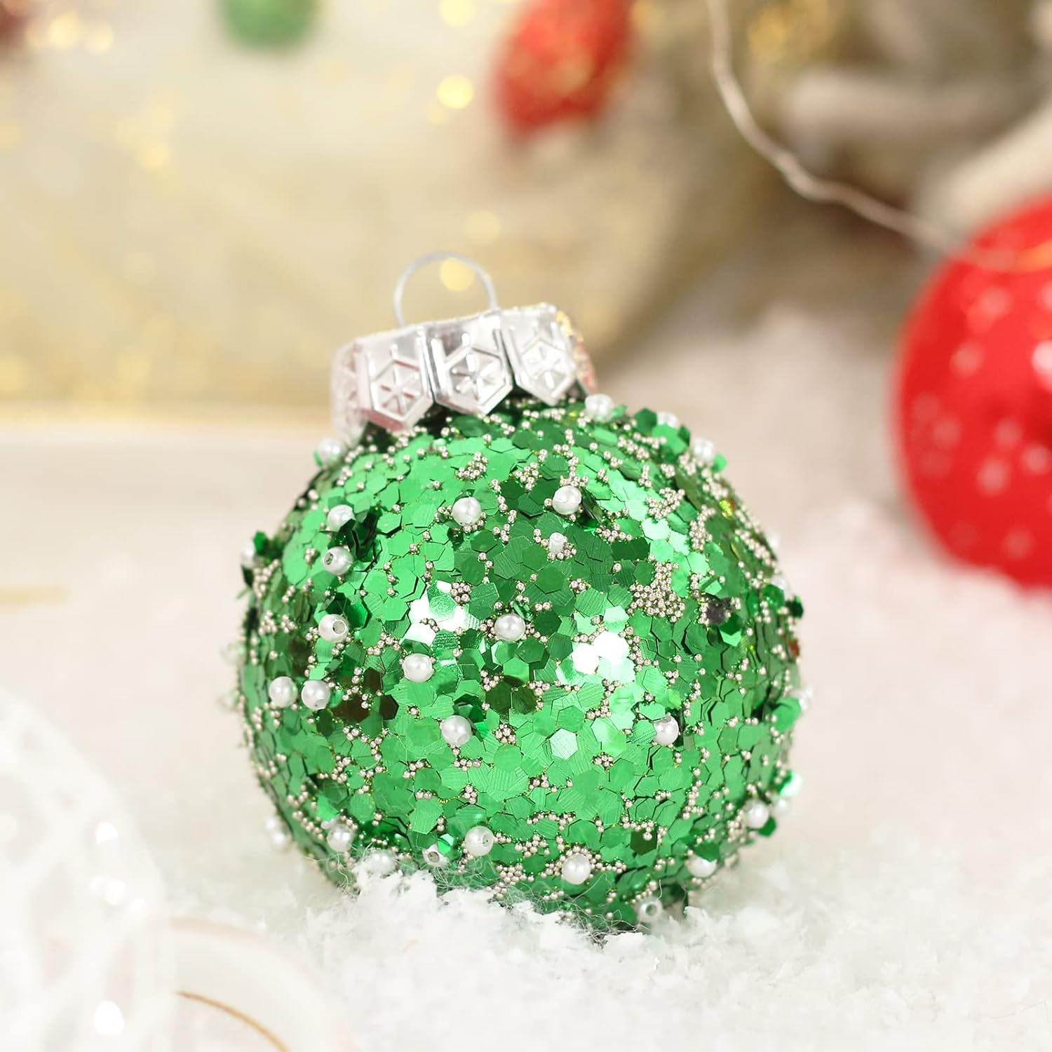 Ornements De Noël En Forme D'élan - Lot De 2 Pendentifs En Plastique, Rouge Et Or, Tailles 8 Cm Et 11 Cm, Pour Sapin Ou Décoration