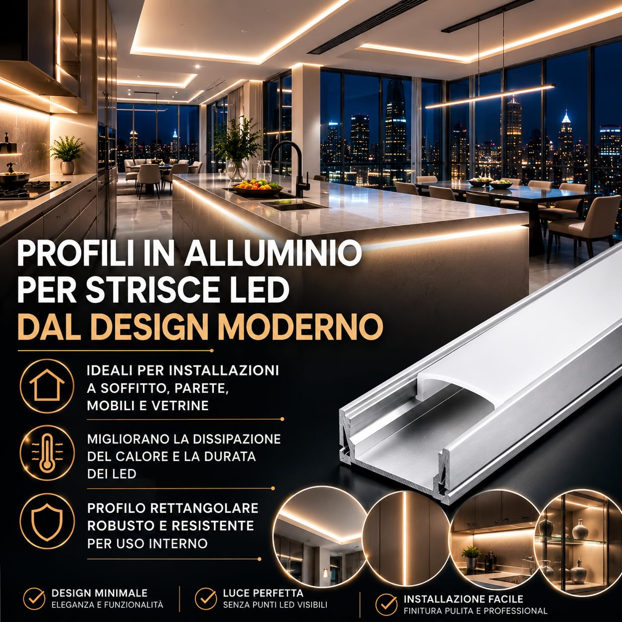 V-TAC 10x Profili per Strisce Led da 2 METRI Rettangolari in Alluminio - (20 METRI TOTALI) - Profili per Strisce LED Copertura Opaca - Ingombro max Striscia Led 12,4 mm - Dimensioni 17,4 x 7 mm