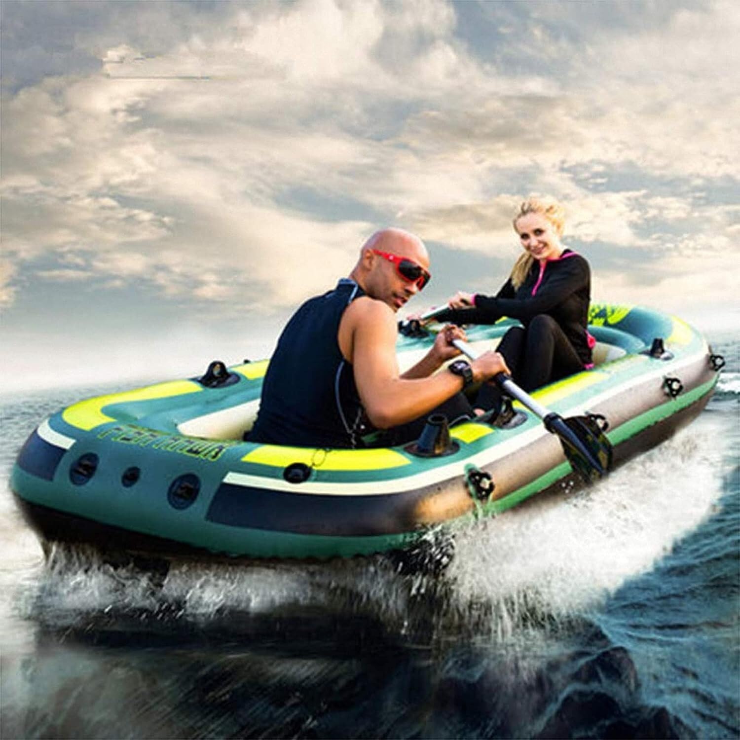NAKEAH Kayak Inflable for 3 Personas, Kayak Inflable con Bomba Inflable, Balsa con Remo, 1 Barco de Pesca portátil 230 * 130 * 35 cm