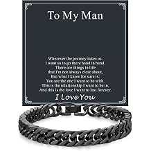 ChainsHouse Cuban Link Chain Bracelet Anniversary Birthday Valentines Fathers Day Stainless Steel/Black Bracelet Men, To My Man Love Husband Dad, Chain Bracelet for Men Him Jewelry Gifts