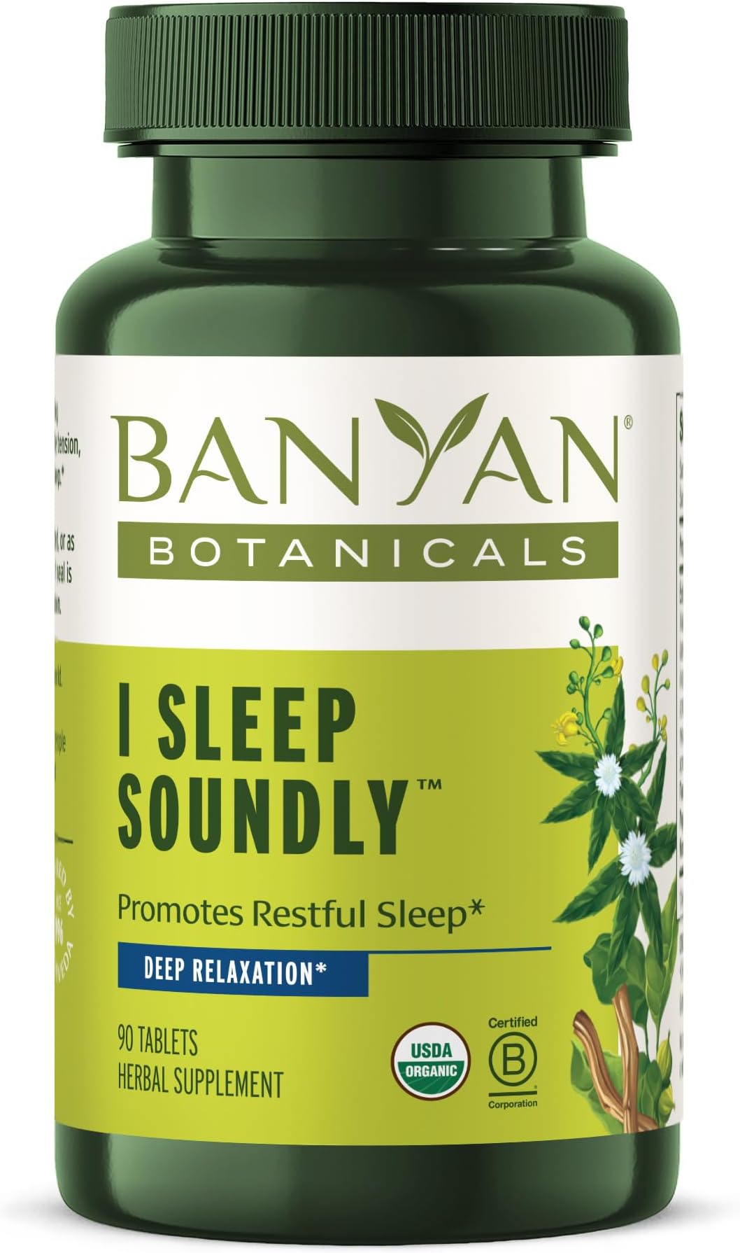 I Sleep Soundly – Organic Herbal Sleep Supplement with Ashwagandha, Eclipta, and Chamomile – 90 Tablets – Non-GMO Sustainably Sourced Vegan