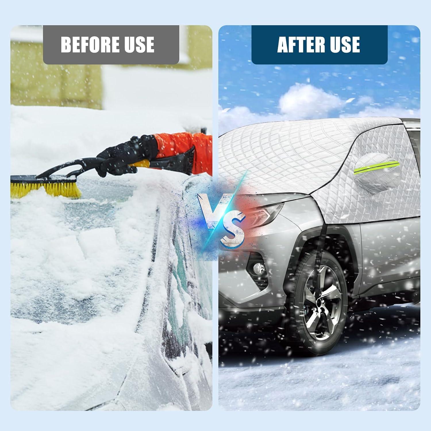 Car Front Windshield Cover Compatible with Toyota RAV4, Silver Windscreen Sunshade, Blocks UV Rays, Weatherproof Windshield Wrap Cover, Keeps Your Vehicle Cooler