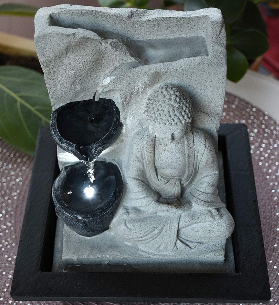GLOBO LED Tisch Spring Brunnen Buddha Design Wasser Spiel Wohn Zimmer Dekoration grau 93019