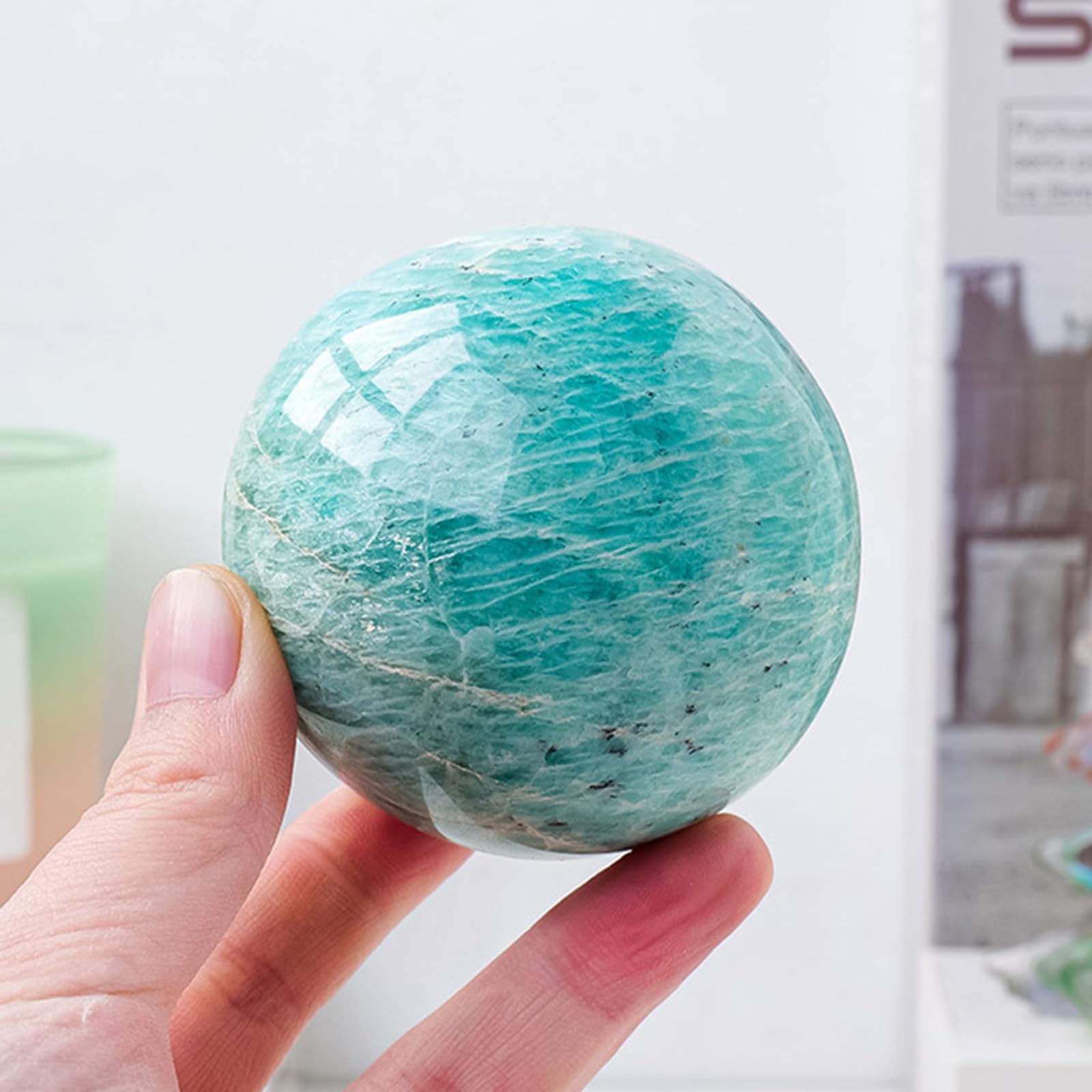 Naturalna kryształowa kulka Polerowane kulki mineralne energii leczniczej dla Fengshui Dekoracja Dekoracji Domu Fotografii Crystal Sfera Crystal,3.15in(8cm)