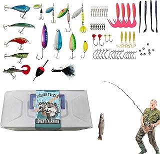 Advent Calendar Fishing Christmas Countdown - Fishing Tackle Advent Calendar with Fishing Lures, Fishing Tackle Advent Calendar for Father Fishing Lovers Fishermen Adult Teen Boys, Xm-as Gift