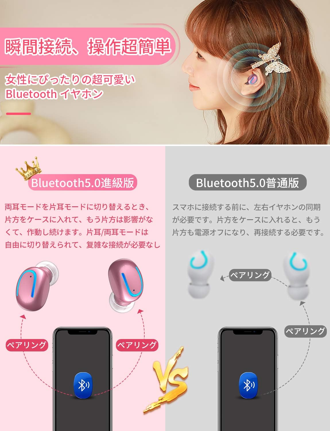 Amazon Co Jp ワイヤレスイヤホン Bluetooth 5 0 瞬時接続 ローズゴールド Bluetooth イヤホン 女性 可愛い ピンク 完全ワイヤレス イヤホン 最新 スポーツ イヤホン ワイヤレス ハンズフリー通話 Hi Fi高音質 Ipx7防水 3dステレオサウンド カナル型 両耳 片耳 左右 Amazon Co Jp ワイヤレスイヤホン Bluetooth 5 0 瞬時接続 ローズゴールド Bluetooth イヤホン 女性 可愛い ピンク 完全ワイヤレス イヤホン 最新 スポーツ イヤホン ワイヤレス ハンズフリー通話 Hi Fi高音質 Ipx7防水 3dステレオサウンド カナル型 両耳 片耳 左右
