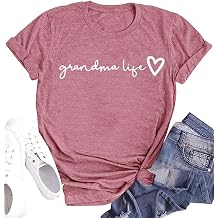Grandma Life Heart Printed T-Shirt - Casual Womens Funny Shirt for Grandma