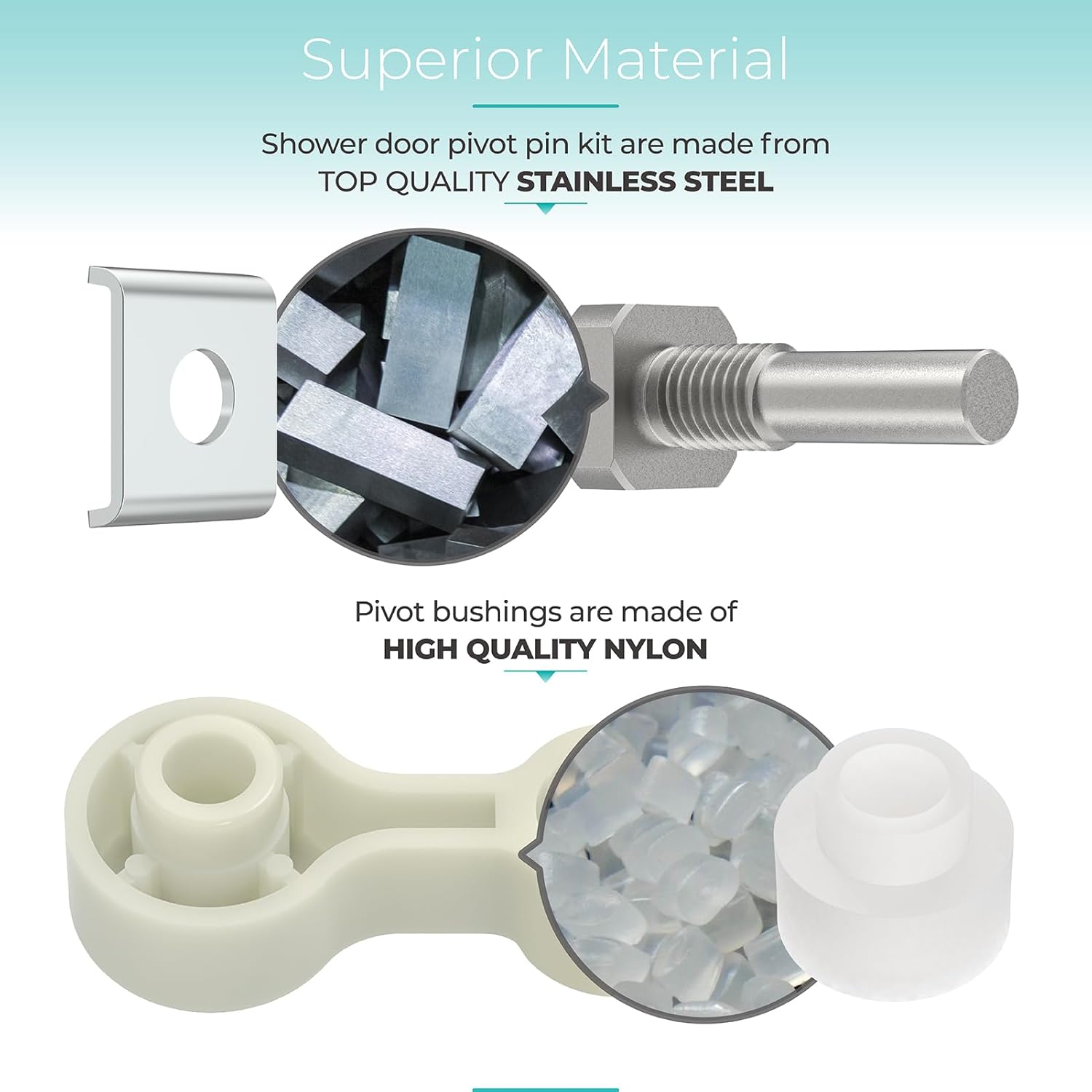 Shower Door Repair Kit with Pivot Bushing for Framed/Swing Shower Doors, Glass Door Pivot Hinge Pin Kit, Shower Door Replacement Parts