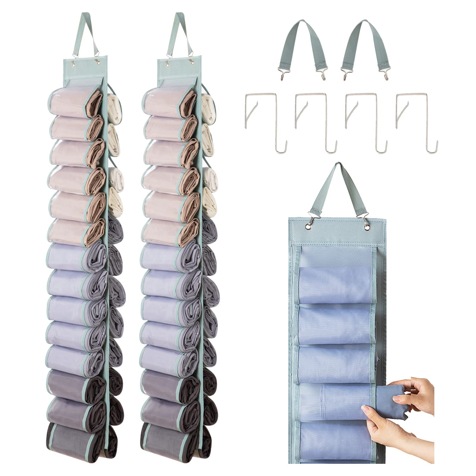 DHSFKBE Legging & T-Shirt Organizer - Hanging Closet Storage With 16 Compartments (Pink) - View #3