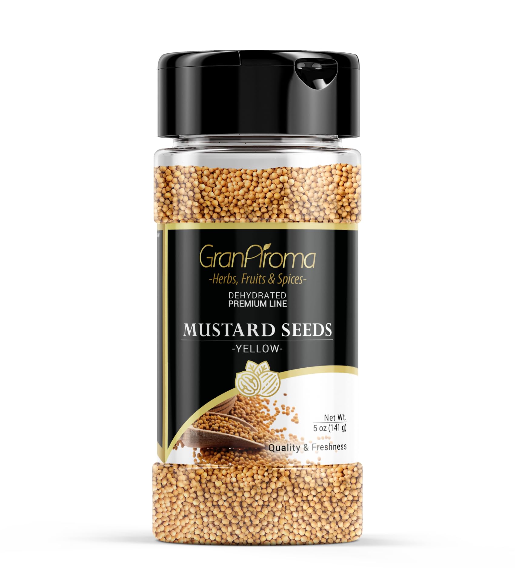 GranAroma Yellow Mustard Seeds, Mild Flavor, Dips & Dressings, For Homemade Mustard (5 Ounce)