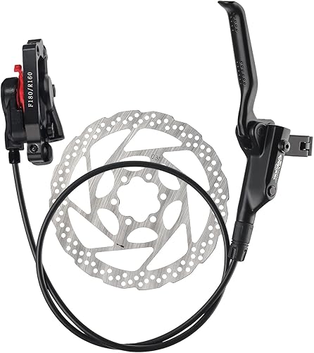 Vista 9 de BOLANY Juego de frenos de disco aceite hidráulico MTB bicicleta aleación de aluminio delantera derecha 31.496 in izquierda trasera 55.118 in 1 par