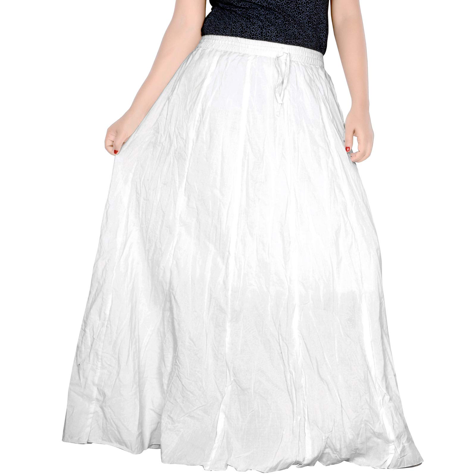 sttoffa Women's White Skirt 40 inch Length Cotton Long Skirt-picture-44
