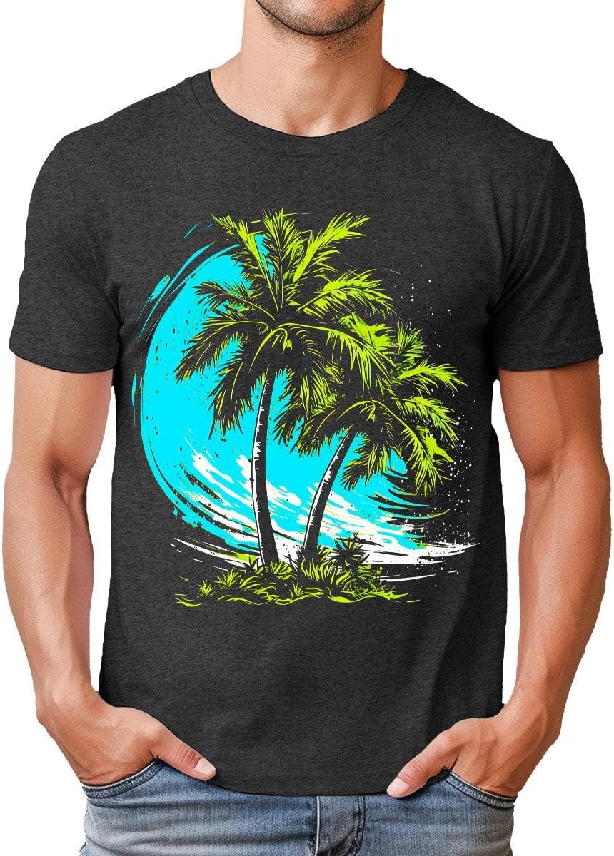 GyftWear Beach Shirts for Men Cool Palm Tree Tshirts Casual Mens Graphic Tees Tropical Short Sleeve Summer Clothes