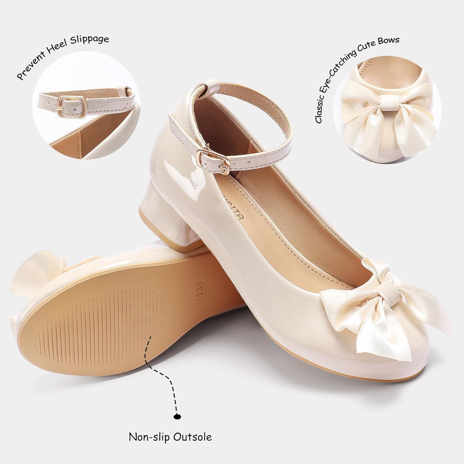 Girls Low Heels Shoes for Girls Princess Dress Up Shoes,Toddler Mary Jane Shoes in Wedding Party Church Costume