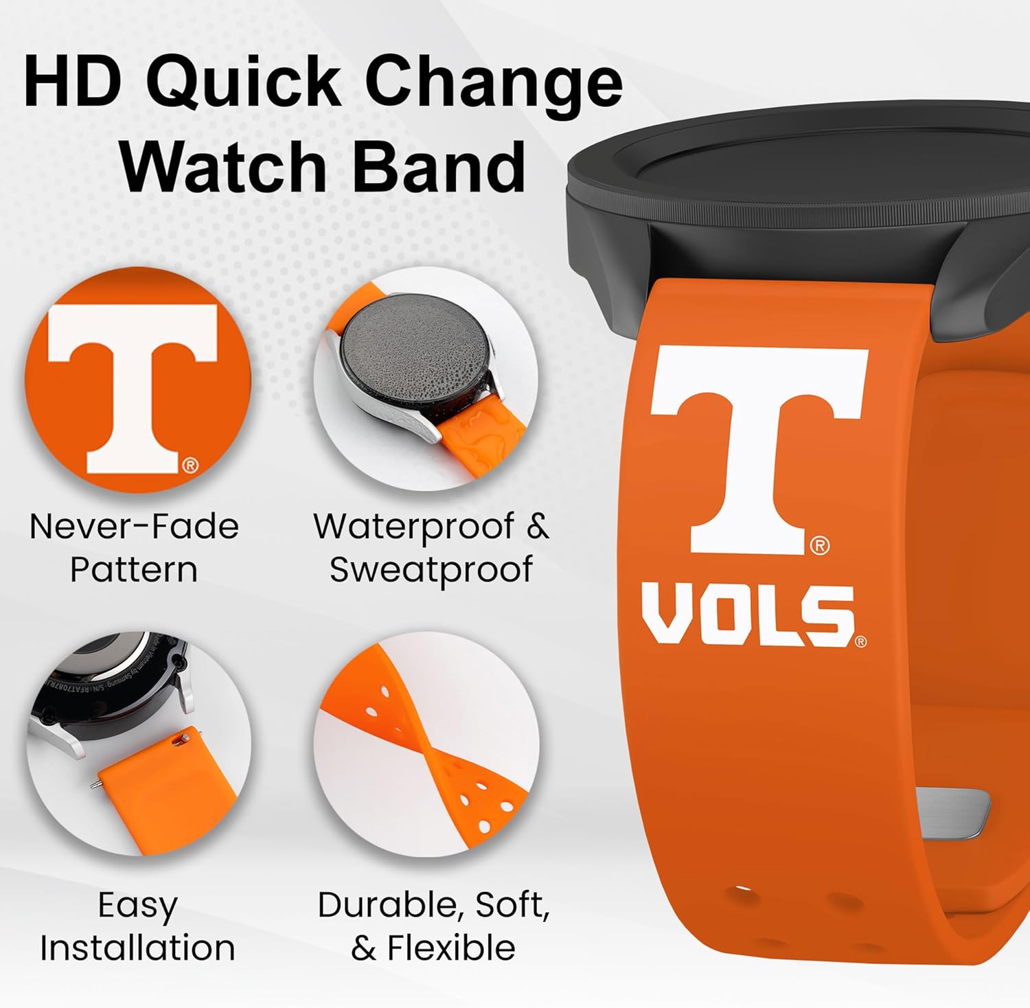 Affinity Bands Tennessee Volunteers HD Watch Band Compatible with Samsung Galaxy Watch and more
