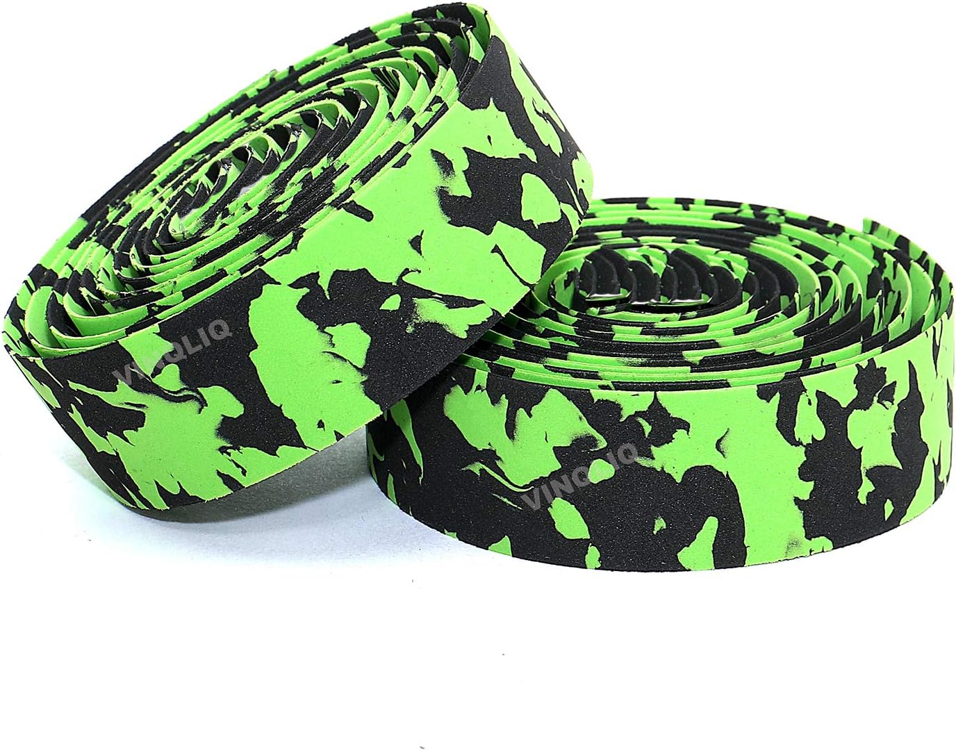 New Super Soft Bike Bicycle Cycling Handlebar Grip Tape Wraps Adhesive Back with Bar Plugs (Green & Black)
