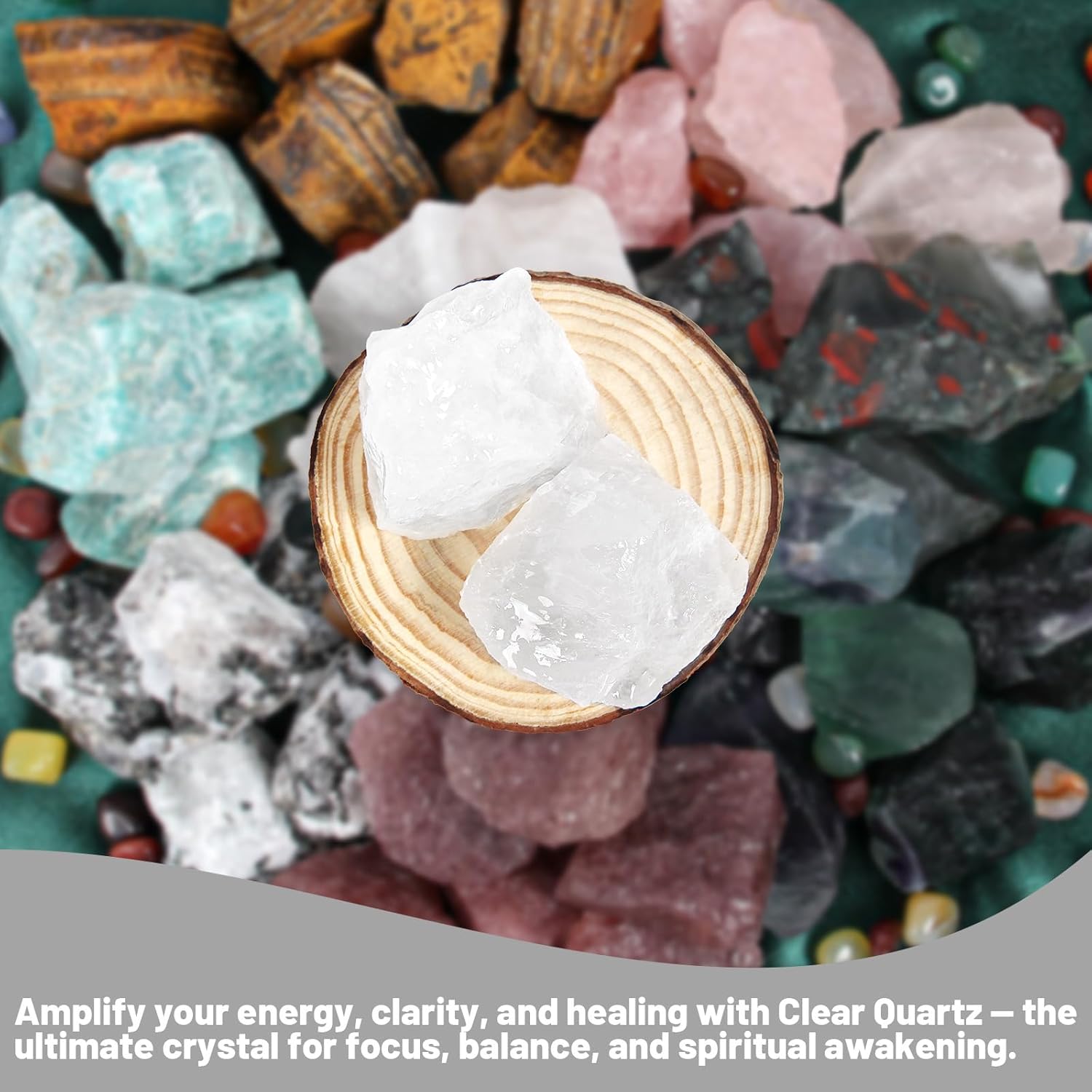 1.1lb Bulk Raw Clear Quartz Stone Rough Crystal-Natural Clear Quartz Raw Stones Crystal for Tumbling, Cabbing, Fountain Rocks, Decoration,Polishing, Wire Wrapping, Wicca & Reiki Crystal Healing - Image 4