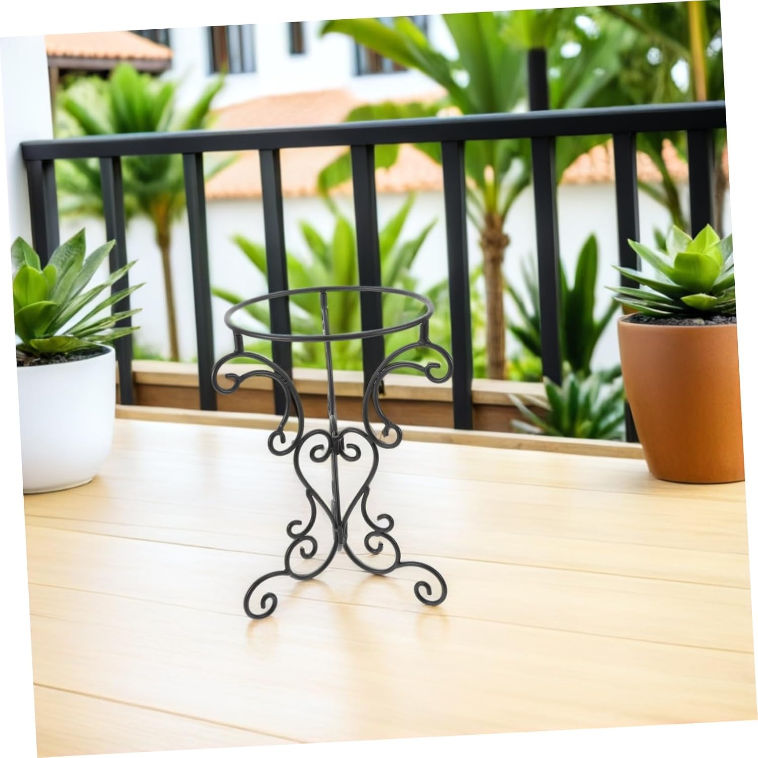 Gazing Globe Stand , and Wrought Iron . Bird Bath Pedestal Base for Elegant Artistic Sphere Display Holder with Easy Maintenance and Versatile Outdoor Functionality Outdoor Lawn